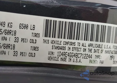 2011 Dodge Durango Crew z USA, uszkodzony, nr VIN 1D4RE4GG4BC712244